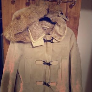 Leather Outlined Fur Coach Shearling